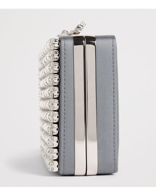 Self-Portrait Metallic Crystal Rectangular Clutch Bag