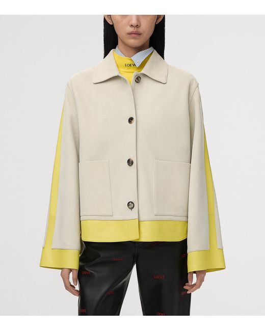 Loewe Natural Suede And Leather Panelled Jacket