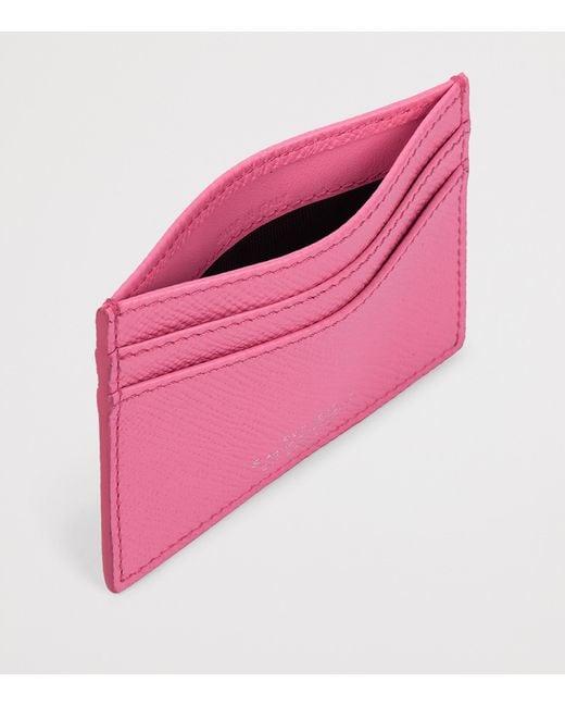 Smythson Pink Leather Panama Card Holder