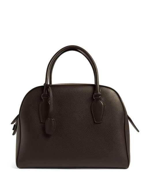 The Row Black Leather India Bowling Bag