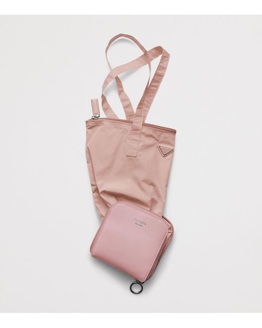 Prada Pink Saffiano Leather Pendant Tote Bag