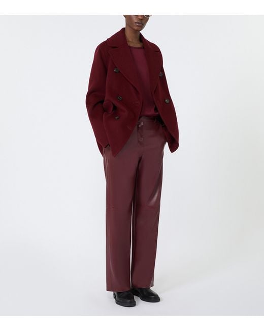 Max Mara Purple Virgin Wool Double-Breasted Short Coat