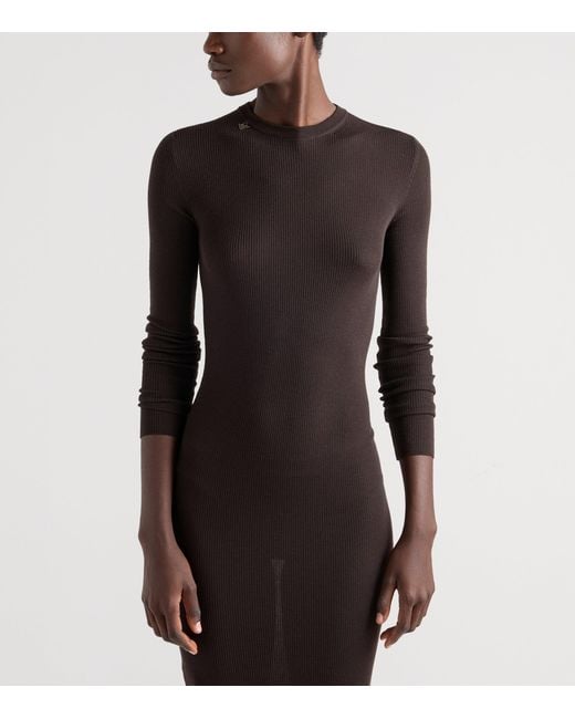 Prada Black Wool Triangle Charm Midi Dress