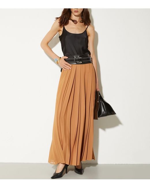 MAX&Co. Brown Jersey Pleated Maxi Skirt