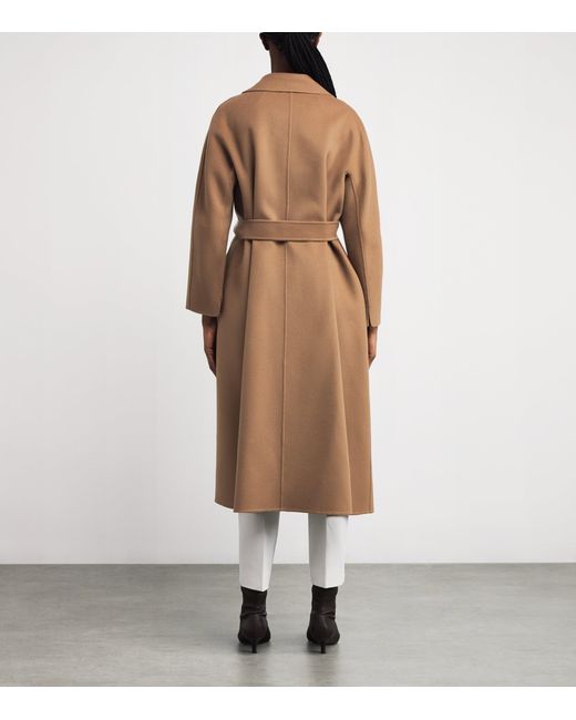 Max Mara Brown Virgin Wool Midi Wrap Coat