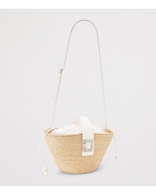 Roger Vivier Natural Raffia Viv' Skate Shopper Bag
