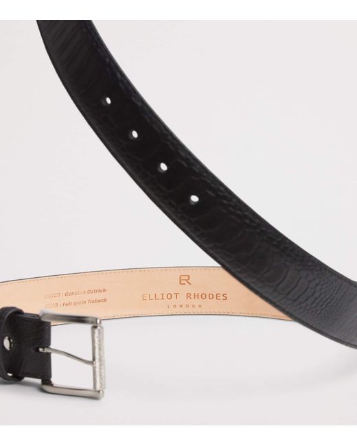 Elliot Rhodes Black Ostrich Leather Belt for men