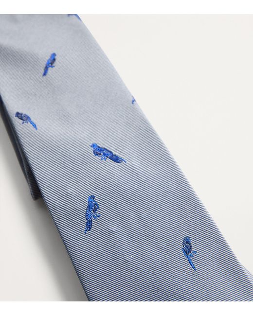 Paul Smith Blue Silk Parrots Tie for men