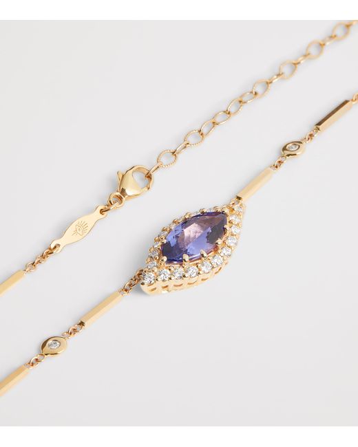 Jacquie Aiche Metallic Diamond And Tanzanite Evil Eye Necklace