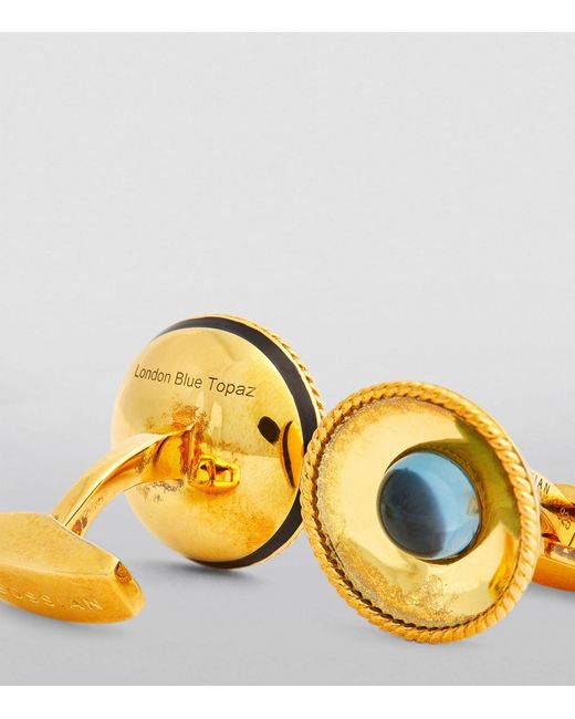 Tateossian Yellow Gold-plated Blue Topaz Cufflinks for men