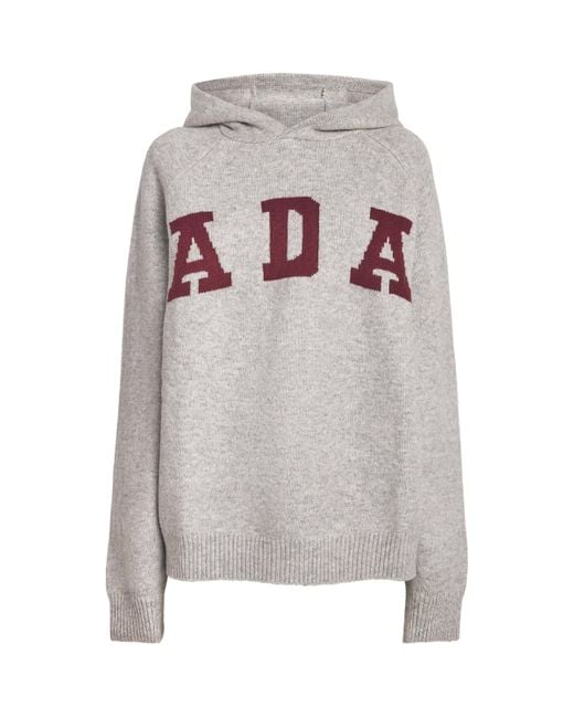 ADANOLA Gray Knitted Oversized Ada Hoodie