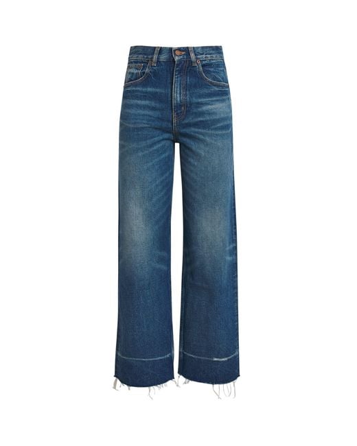 Chloé Blue Distressed Wide-Leg Jeans