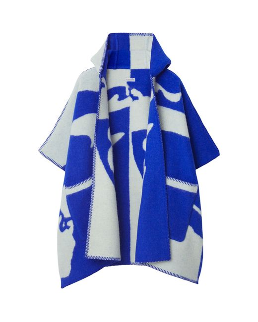 Burberry Wool Blanket Cape in Blue Lyst
