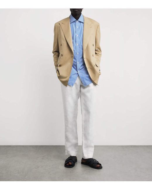 Ralph Lauren Blue Cotton Stripe Dress Shirt for men