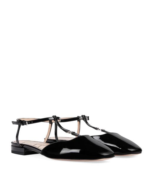 Gucci Brown Leather Double G Ballet Flats