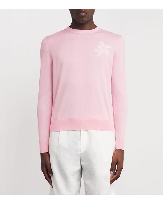 Vilebrequin Pink Cotton Turtle Jacquard Sweater for men