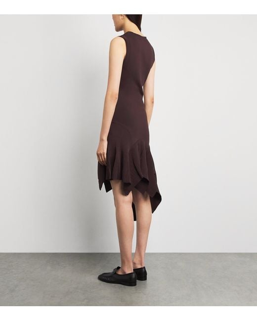 Sandro Brown Knitted Asymmetric Mini Dress