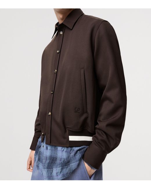 Loewe Brown Wool-Blend Stripe-Trim Shirt Jacket for men