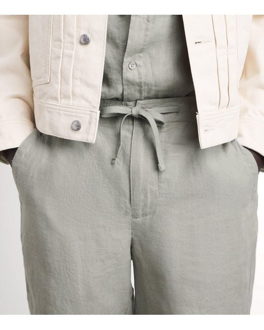 Vince Gray Linen Drawstring Shorts for men