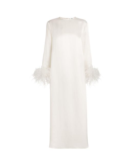 Sleeper White Feather-Trim Suzi Maxi Dress