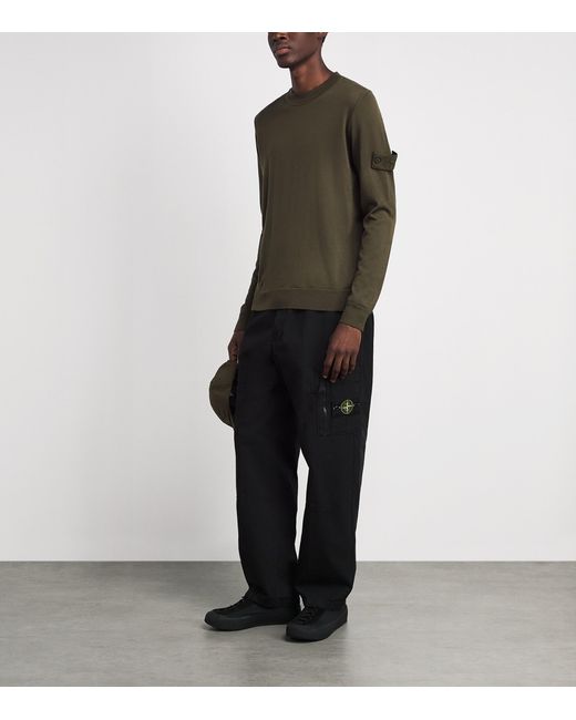 Stone Island Green Virgin Wool Ghost Sweater for men