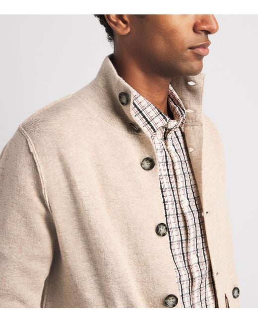 Allude Natural Wool-Cashmere High-Neck Cardigan for men