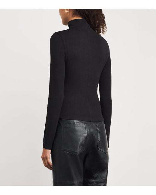 FRAME Black Modal Ribbed Rollneck Sweater