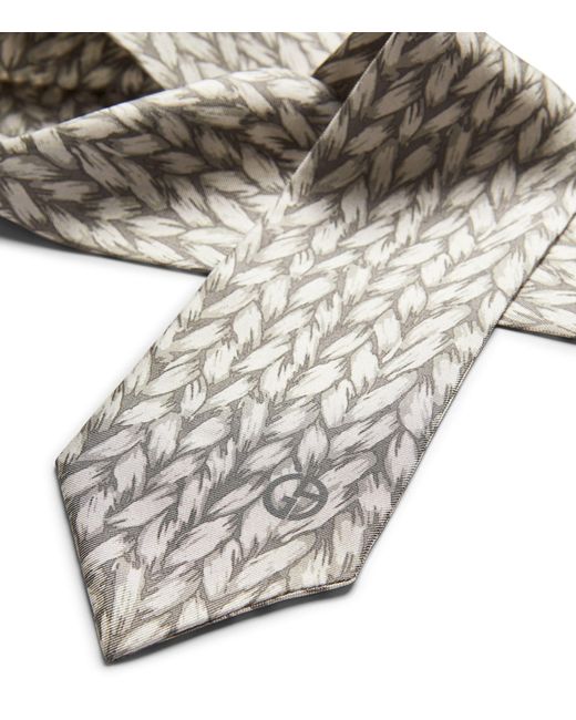 Giorgio Armani White Silk Printed Scarf for men