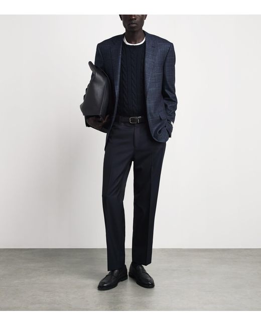 Canali Blue Wool-Cashmere-Silk Blazer for men