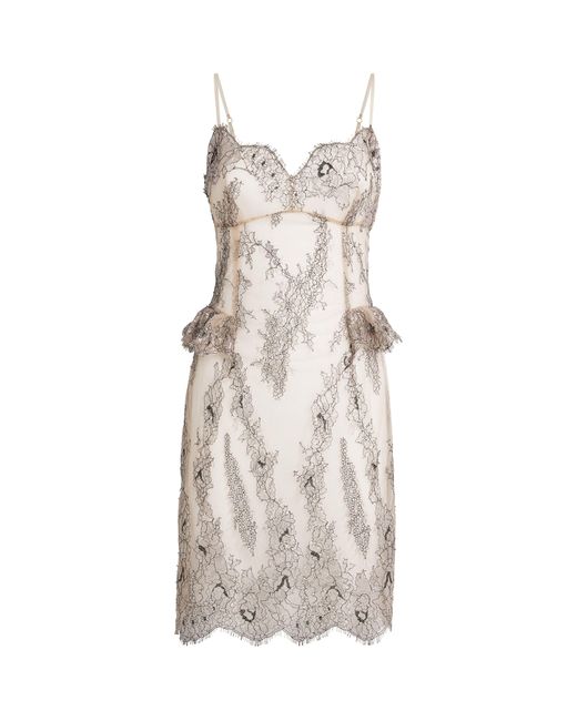 Rosamosario Natural Embroidered Mini Nightdress