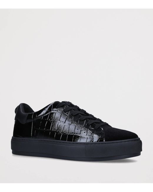 Kurt Geiger Blue Croc-Embossed Leather Laney Sneakers for men