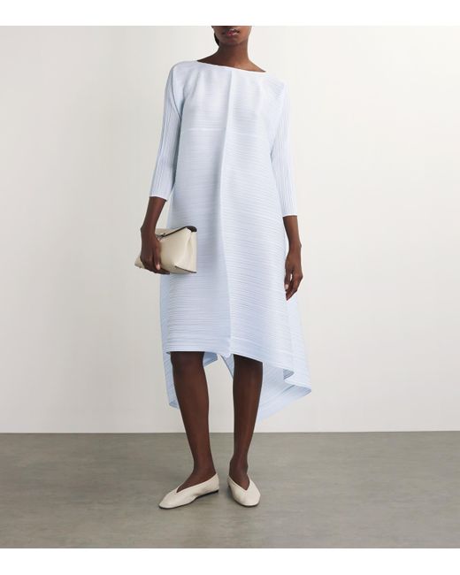 Pleats Please Issey Miyake Salt Solid Midi Dress in Blue | Lyst UK