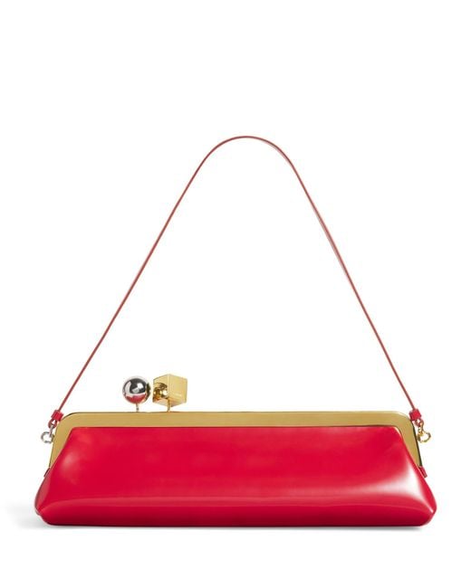 Jacquemus Red Leather La Pochette Salon Clutch Bag