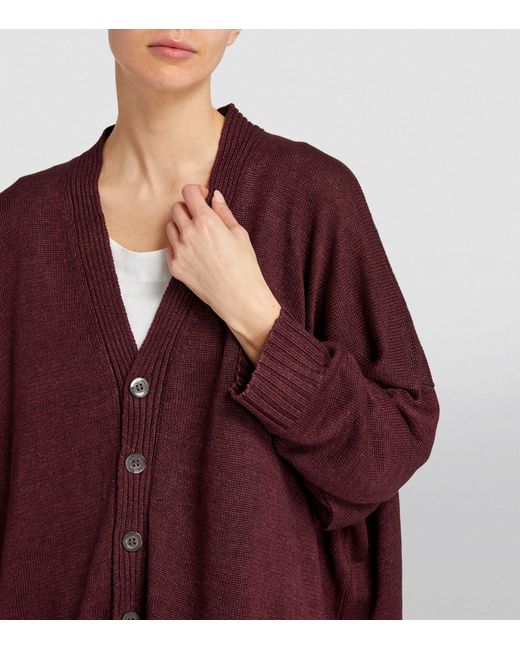 Eskandar Purple Linen Sleeveless V-neck Sweater