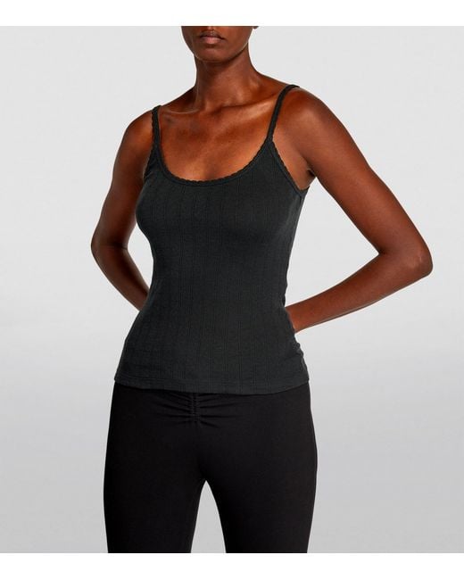 Leset Black Classic Pointelle Tank Top