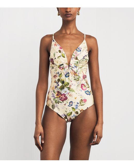 Zimmermann White Pleated Patience Swimsuit