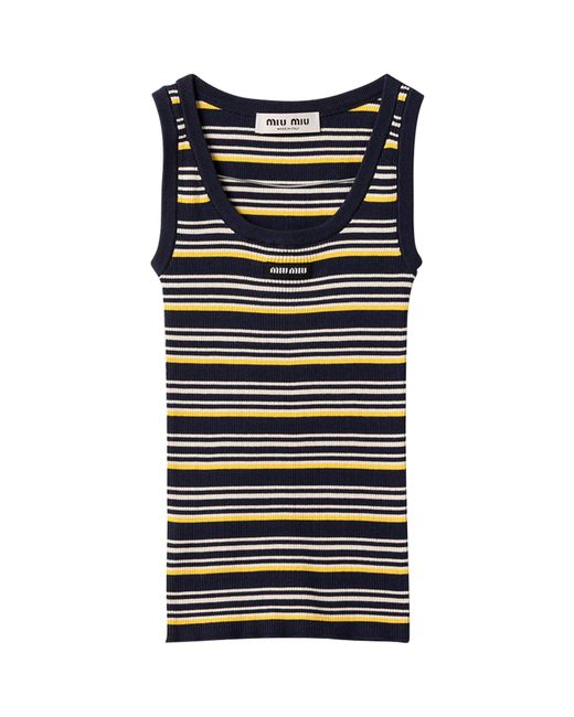 Miu Miu Black Cotton Stripe Tank Top