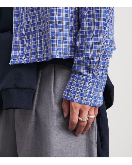 About Blank Blue Cotton Raw-Hem Check Shirt for men