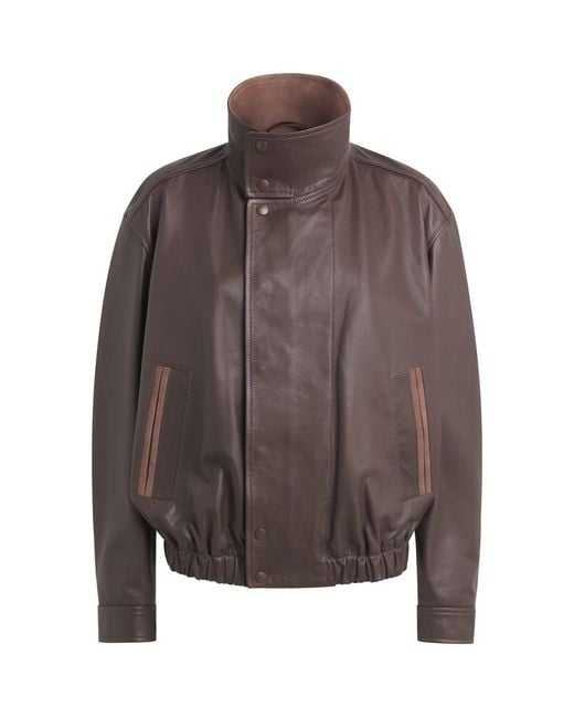 Lemaire Brown Leather Blouson Bomber Jacket