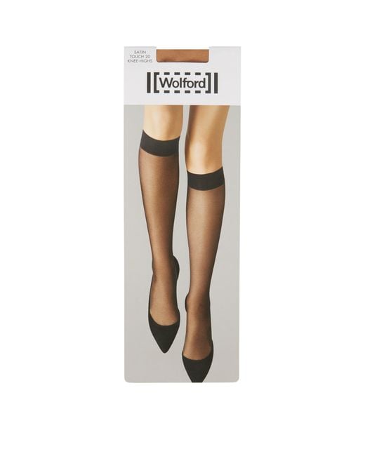 Wolford White Satin Touch 20 Knee-High Stockings