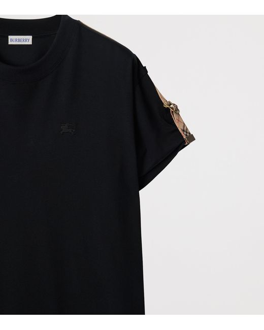 Burberry Black Cotton Check-Trim Mini Dress