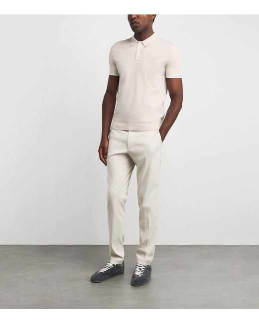 J.Lindeberg White Matheo Knit Golf Polo Shirt for men