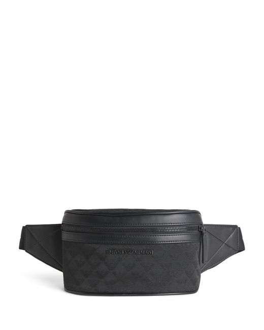 Emporio Armani Black Jacquard Logo Belt Bag for men