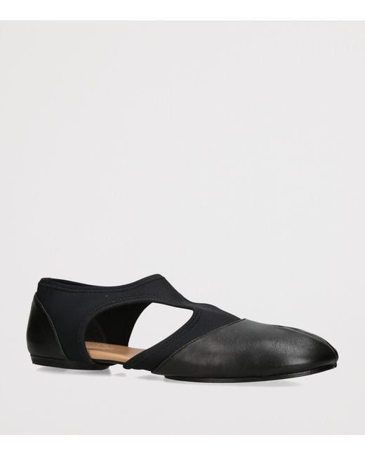 Maison Margiela Black Leather Tabi Jazz Slippers