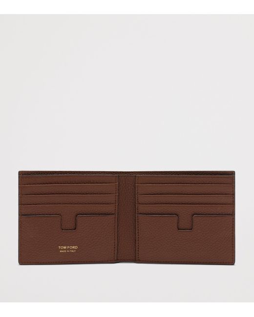 Tom Ford Brown Leather T-Line Classic Bifold Wallet for men