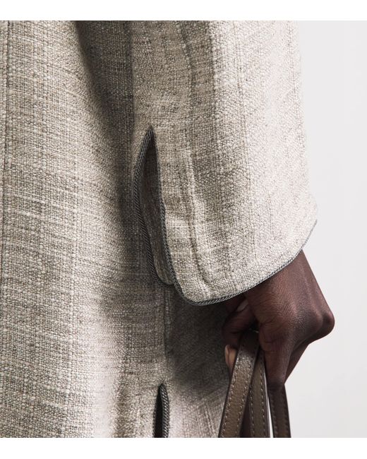 Eskandar White Linen-Blend Bakhtiari Cardigan