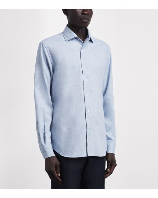 Corneliani Blue Cotton-Cashmere Shirt for men