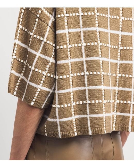 Lafayette 148 New York Natural Cashmere-Linen-Blend Grid Sweater