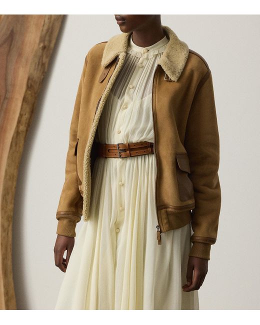 Ralph Lauren Brown Shearling Bomber Jacket