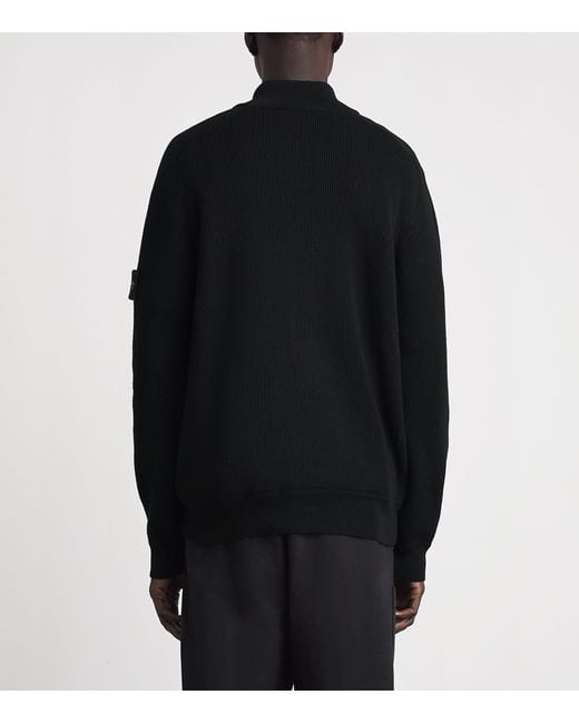 Stone Island Black Cotton Half-Zip Sweater for men